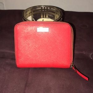 Kate Spade Red/Orange Zip around wallet